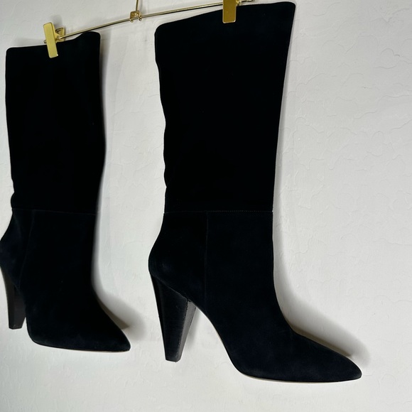 SOMETHING NAVY ‘PARKER’ BLACK SUEDE LEATHER TALL HEELED BOOTS SIZE 9.5 - Picture 3 of 9
